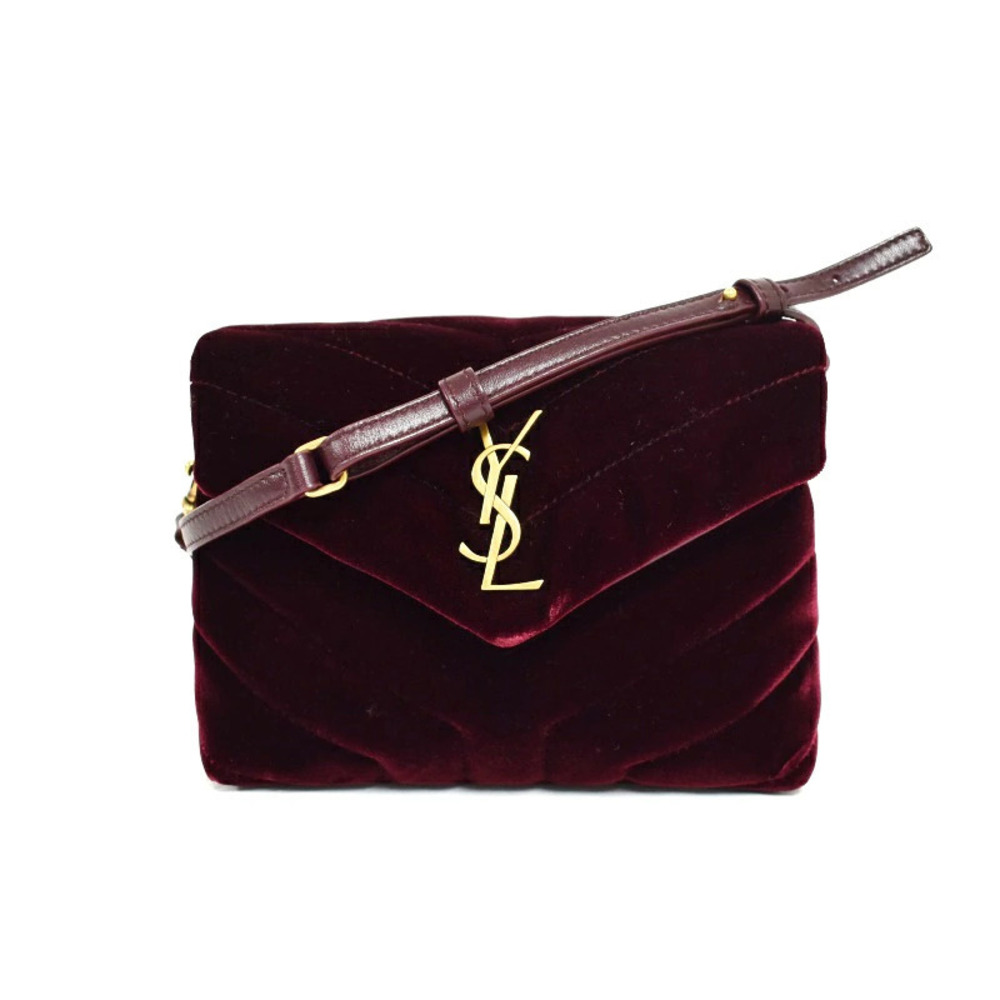 Saint Laurent Paris Monogram Loulou Toy Bag Velour Bordeaux Purple